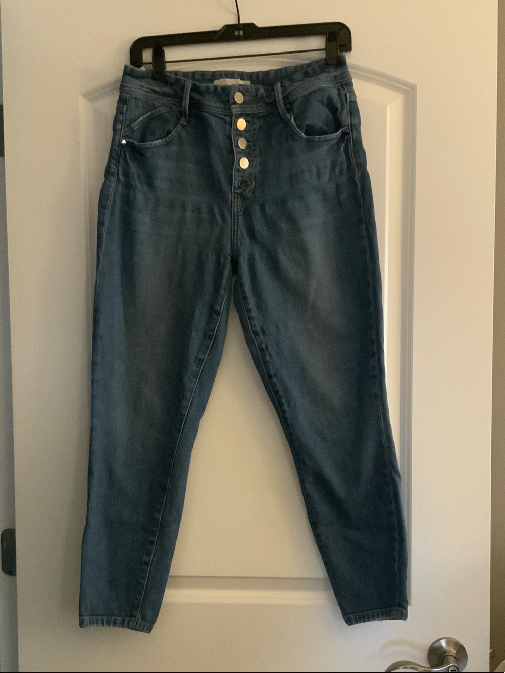 BCBGMaxAzria Dark Blue Boyfriend Jeans with Button-Fly